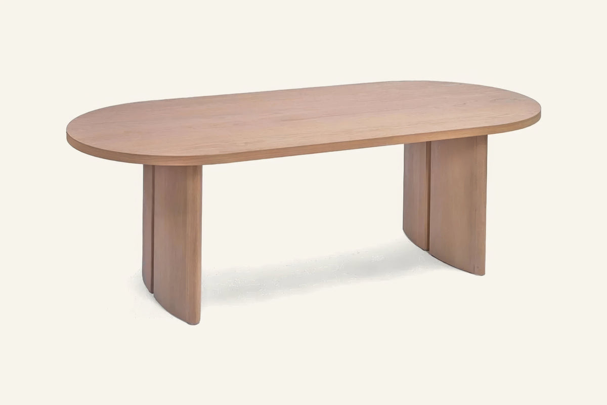 The Radda Oval Dining Table, angled view