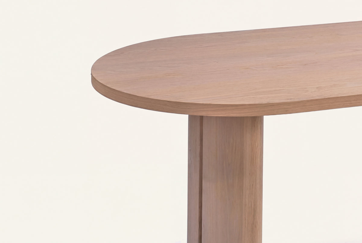 The Radda Oval Dining Table, top edge and leg detail