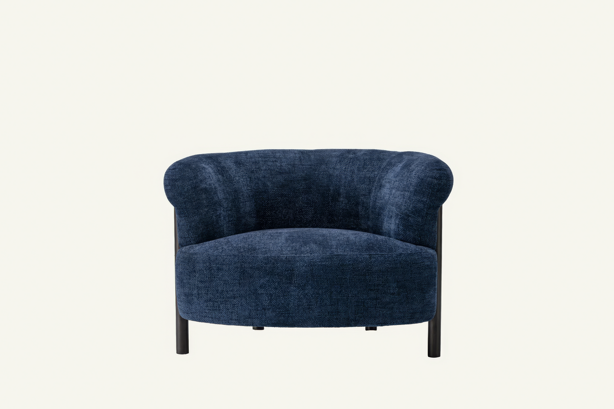 The Ravello Accent Chair in navy chenille, front view