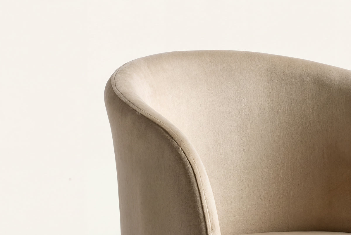 The Sovana Dining Chair, curved velvet back detail