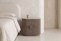 The Spello Fluted Travertine Bedside Table
