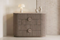 The Spello Fluted Travertine Chest of Drawers