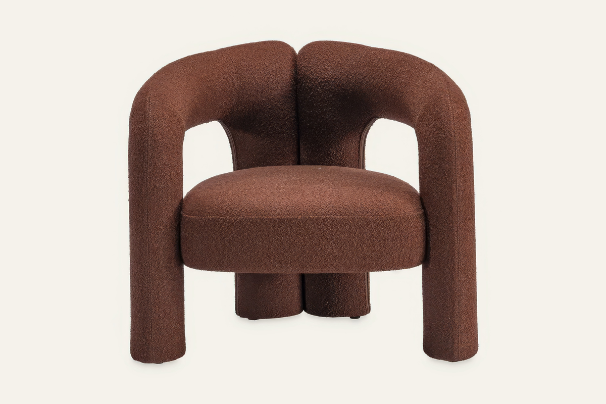 The Terracina Accent Chair in rust bouclé, front view