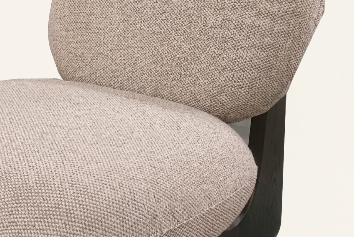 The Volterra Lounge Chair, seat and timber panel detail