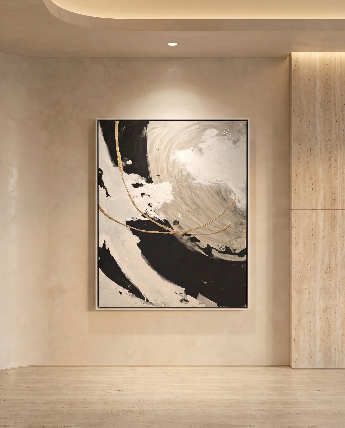 Via Orla canvas artwork in a white frame on a plaster wall