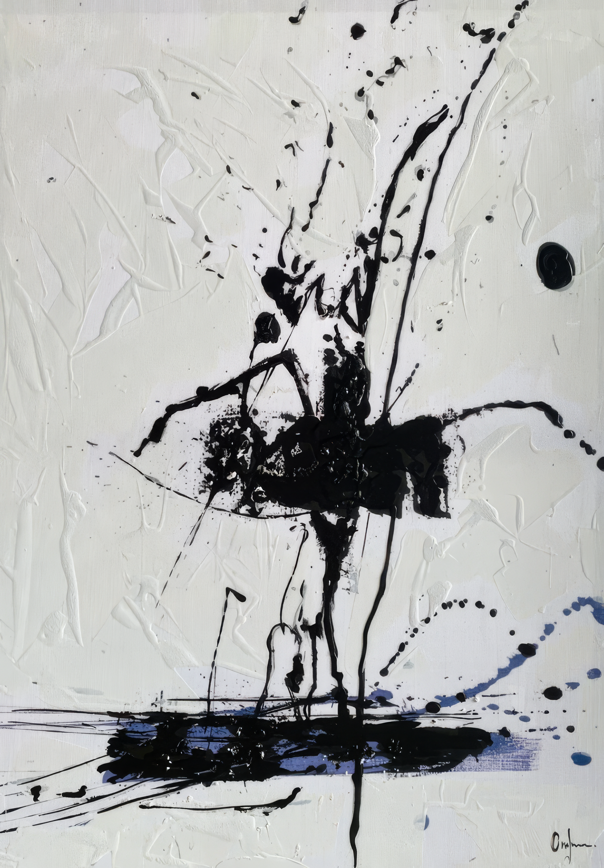 Vortice 2 Canvas Artwork with flowing black forms on white, full view of the original artwork